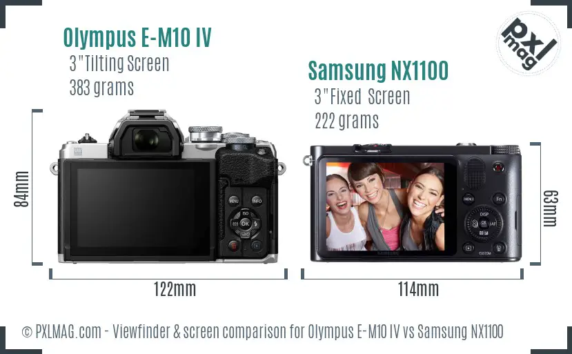 Olympus E-M10 IV vs Samsung NX1100 Screen and Viewfinder comparison