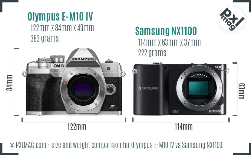 Olympus E-M10 IV vs Samsung NX1100 size comparison
