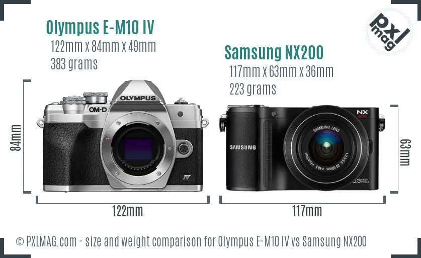 Olympus E-M10 IV vs Samsung NX200 size comparison