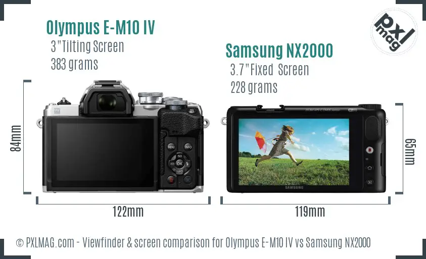 Olympus E-M10 IV vs Samsung NX2000 Screen and Viewfinder comparison
