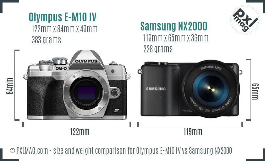 Olympus E-M10 IV vs Samsung NX2000 size comparison