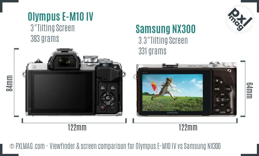 Olympus E-M10 IV vs Samsung NX300 Screen and Viewfinder comparison