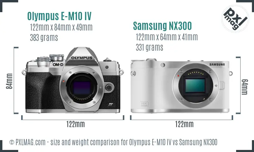 Olympus E-M10 IV vs Samsung NX300 size comparison