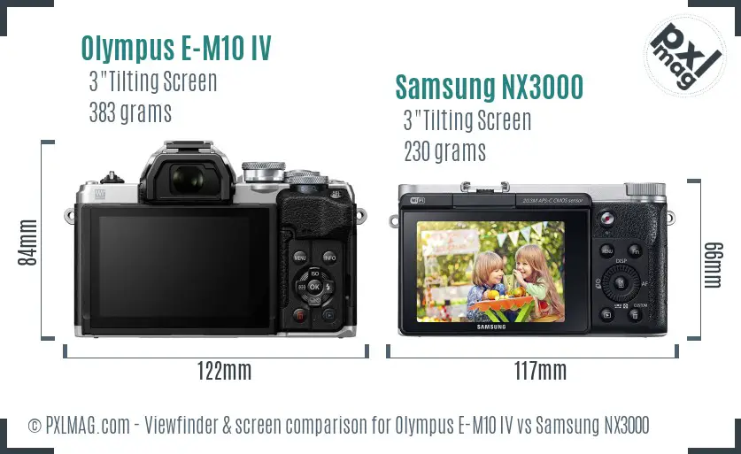 Olympus E-M10 IV vs Samsung NX3000 Screen and Viewfinder comparison