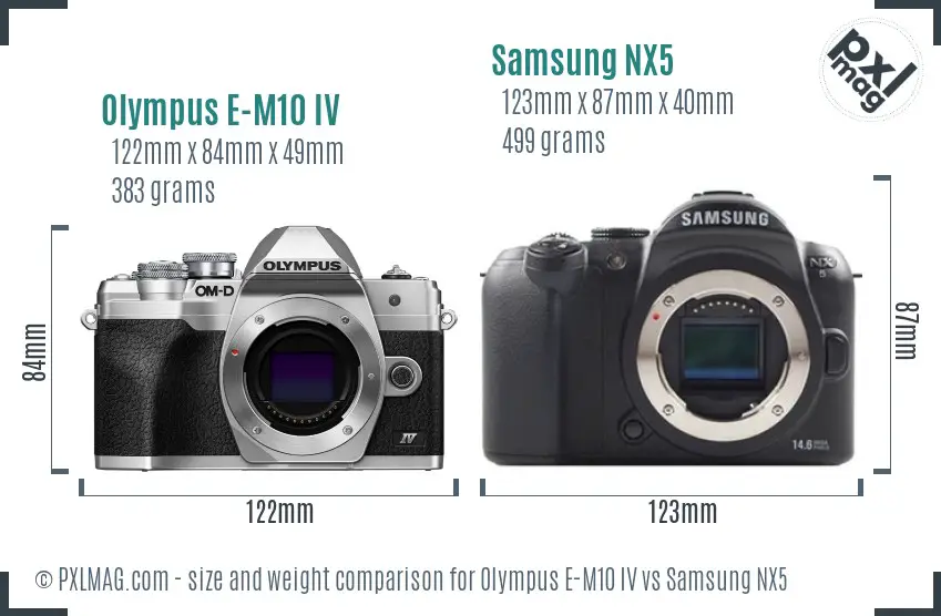 Olympus E-M10 IV vs Samsung NX5 size comparison