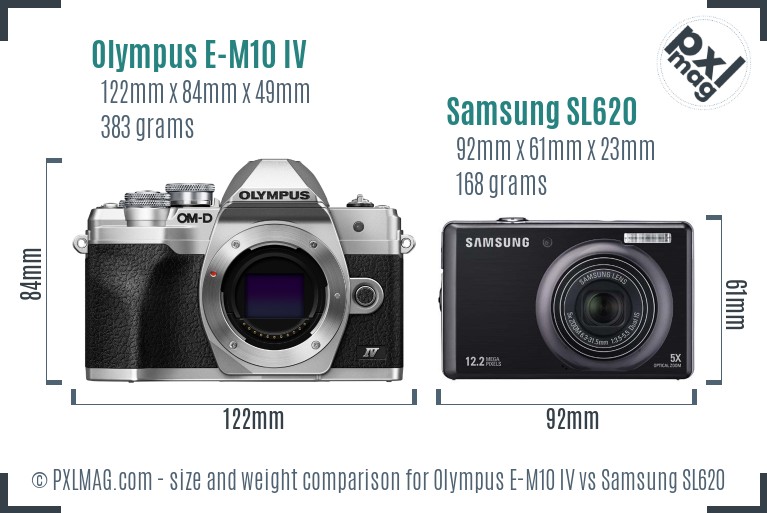 Olympus E-M10 IV vs Samsung SL620 size comparison Olympus E-M10 IV vs Samsung SL620 size comparison