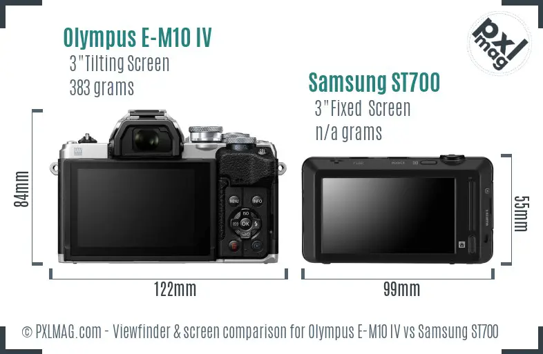 Olympus E-M10 IV vs Samsung ST700 Screen and Viewfinder comparison