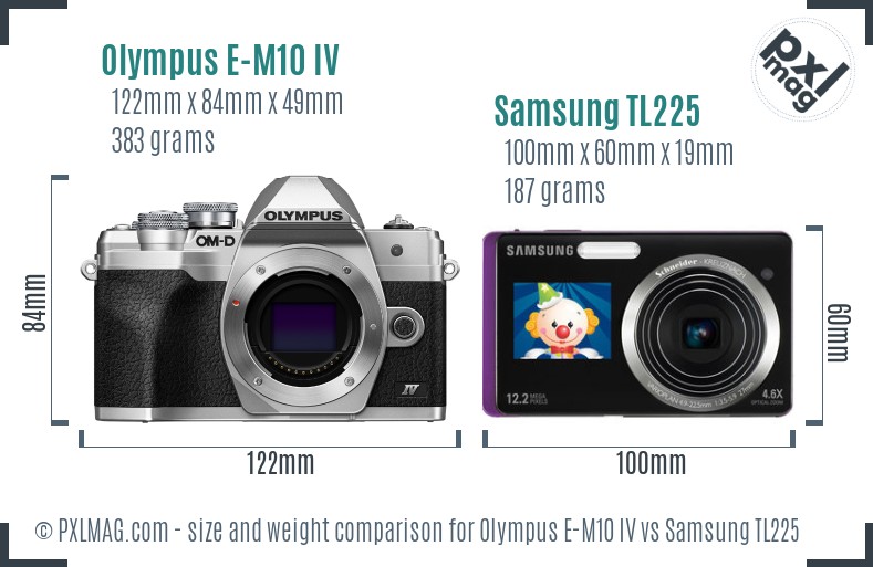 Olympus E-M10 IV vs Samsung TL225 size comparison Olympus E-M10 IV vs Samsung TL225 size comparison