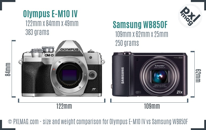 Olympus E-M10 IV vs Samsung WB850F size comparison Olympus E-M10 IV vs Samsung WB850F size comparison