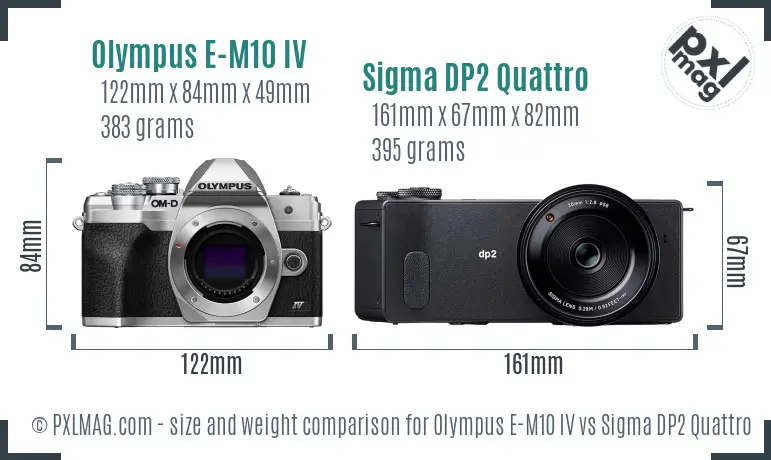 Olympus E-M10 IV vs Sigma DP2 Quattro size comparison