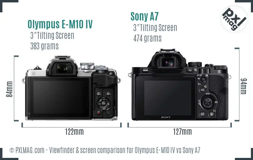 Olympus E-M10 IV vs Sony A7 Screen and Viewfinder comparison