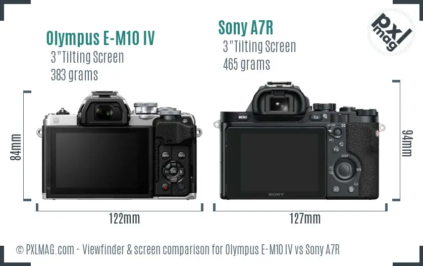 Olympus E-M10 IV vs Sony A7R Screen and Viewfinder comparison
