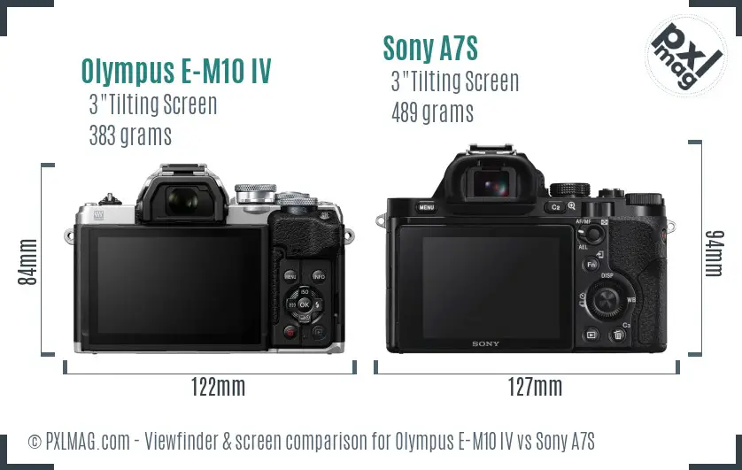 Olympus E-M10 IV vs Sony A7S Screen and Viewfinder comparison