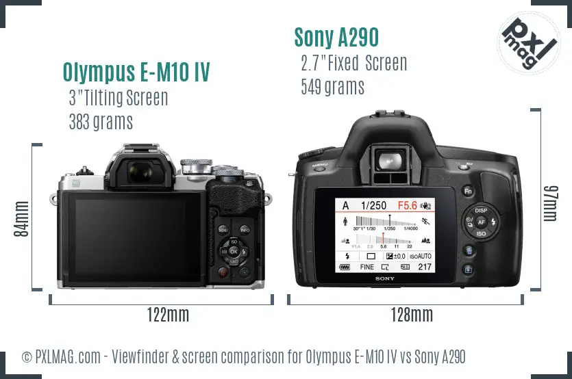 Olympus E-M10 IV vs Sony A290 Screen and Viewfinder comparison