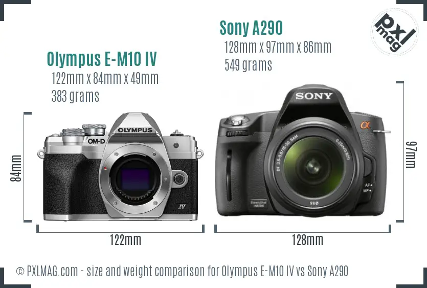 Olympus E-M10 IV vs Sony A290 size comparison