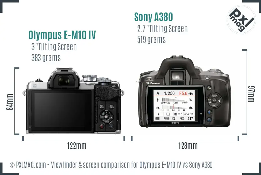 Olympus E-M10 IV vs Sony A380 Screen and Viewfinder comparison