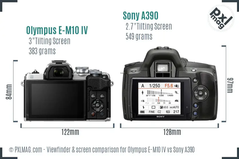 Olympus E-M10 IV vs Sony A390 Screen and Viewfinder comparison