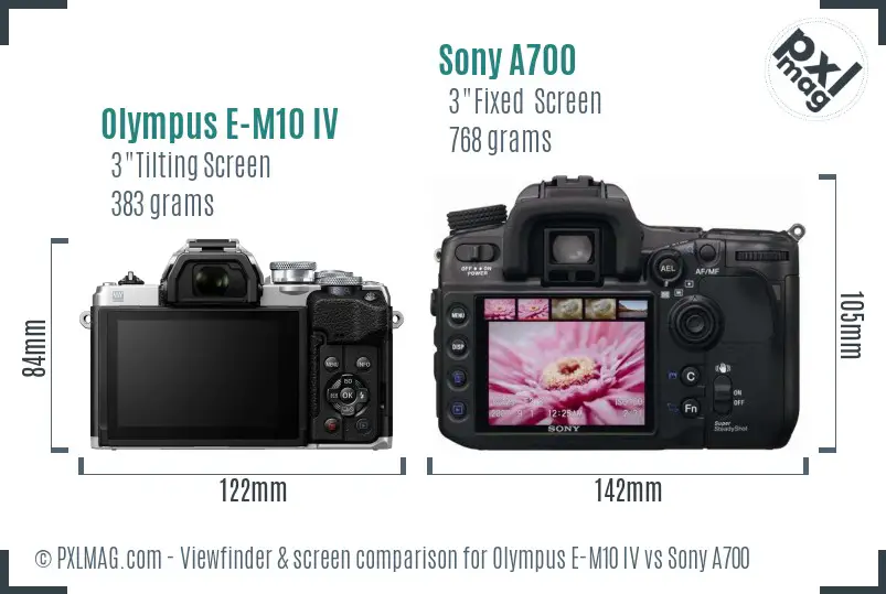 Olympus E-M10 IV vs Sony A700 Screen and Viewfinder comparison