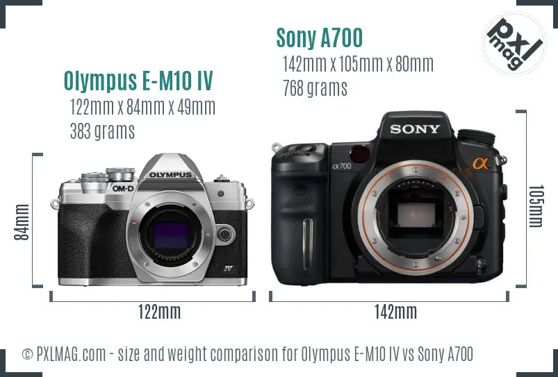 Olympus E-M10 IV vs Sony A700 size comparison