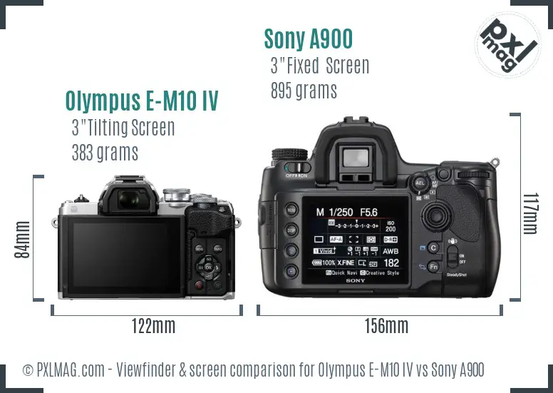 Olympus E-M10 IV vs Sony A900 Screen and Viewfinder comparison