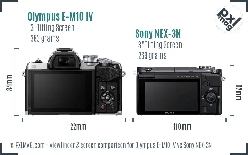 Olympus E-M10 IV vs Sony NEX-3N Screen and Viewfinder comparison
