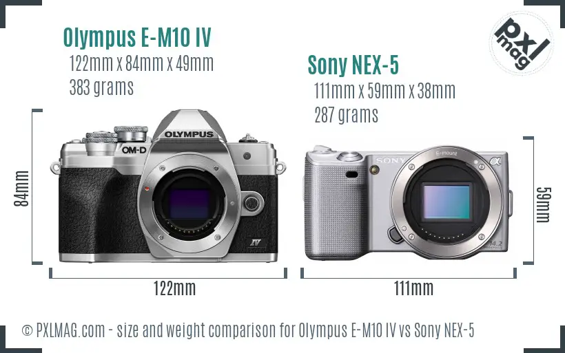 Olympus E-M10 IV vs Sony NEX-5 size comparison