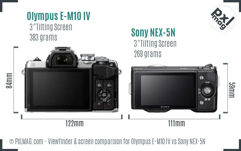 Olympus E-M10 IV vs Sony NEX-5N Screen and Viewfinder comparison