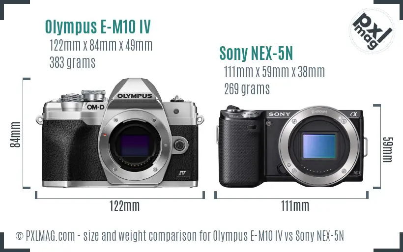 Olympus E-M10 IV vs Sony NEX-5N size comparison