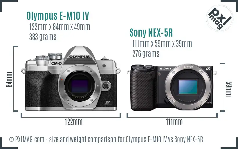 Olympus E-M10 IV vs Sony NEX-5R size comparison