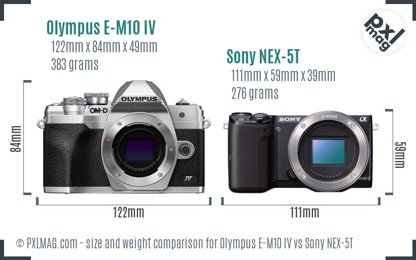 Olympus E-M10 IV vs Sony NEX-5T size comparison