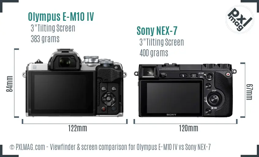 Olympus E-M10 IV vs Sony NEX-7 Screen and Viewfinder comparison