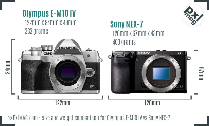 Olympus E-M10 IV vs Sony NEX-7 size comparison