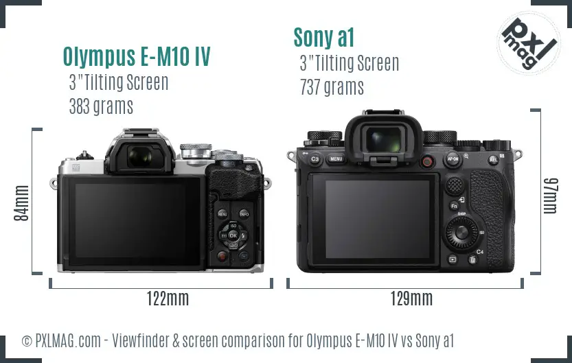 Olympus E-M10 IV vs Sony a1 Screen and Viewfinder comparison