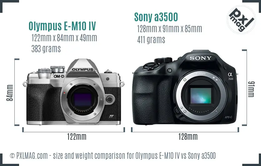 Olympus E-M10 IV vs Sony a3500 size comparison