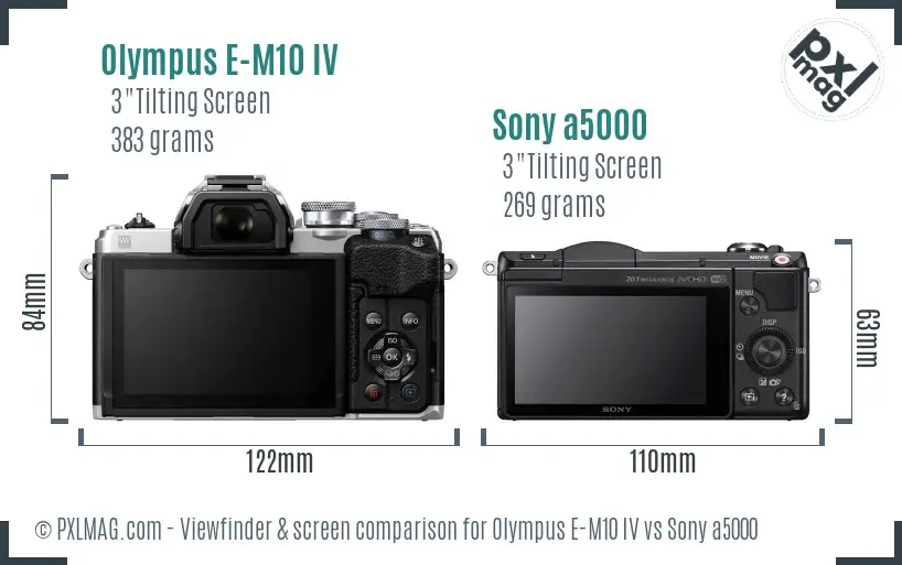 Olympus E-M10 IV vs Sony a5000 Screen and Viewfinder comparison Olympus E-M10 IV vs Sony a5000 Screen and Viewfinder comparison
