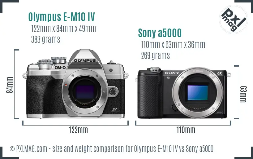 Olympus E-M10 IV vs Sony a5000 size comparison Olympus E-M10 IV vs Sony a5000 size comparison