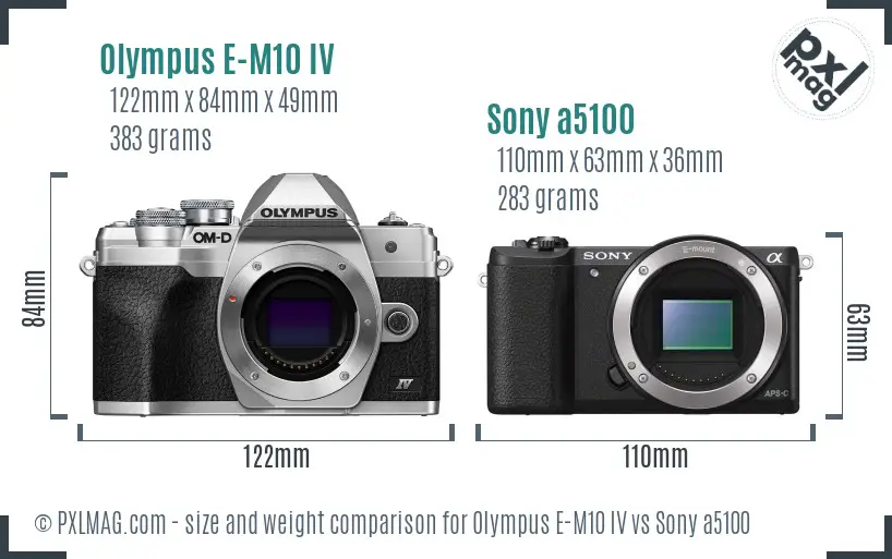 Olympus E-M10 IV vs Sony a5100 size comparison