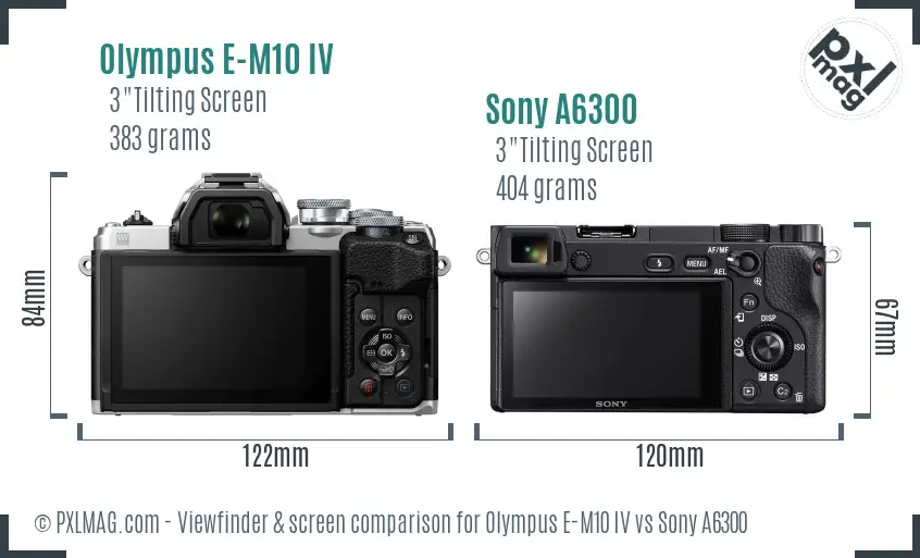 Olympus E-M10 IV vs Sony A6300 Screen and Viewfinder comparison