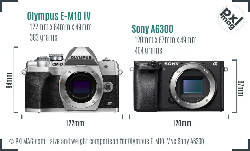 Olympus E-M10 IV vs Sony A6300 size comparison