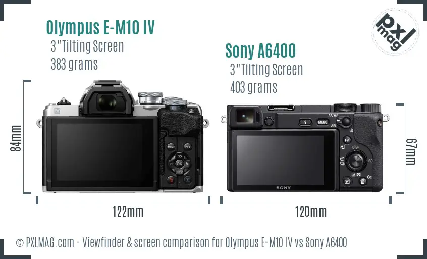 Olympus E-M10 IV vs Sony A6400 Screen and Viewfinder comparison
