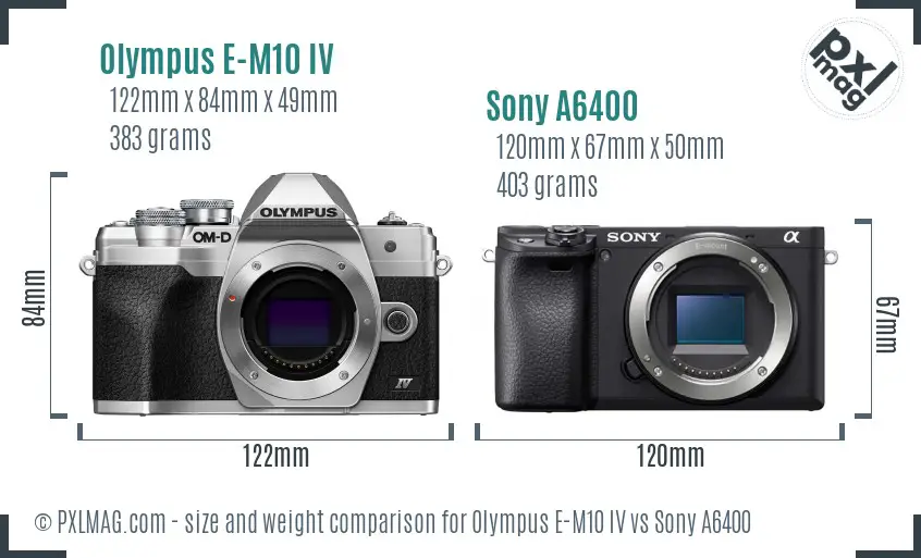 Olympus E-M10 IV vs Sony A6400 size comparison