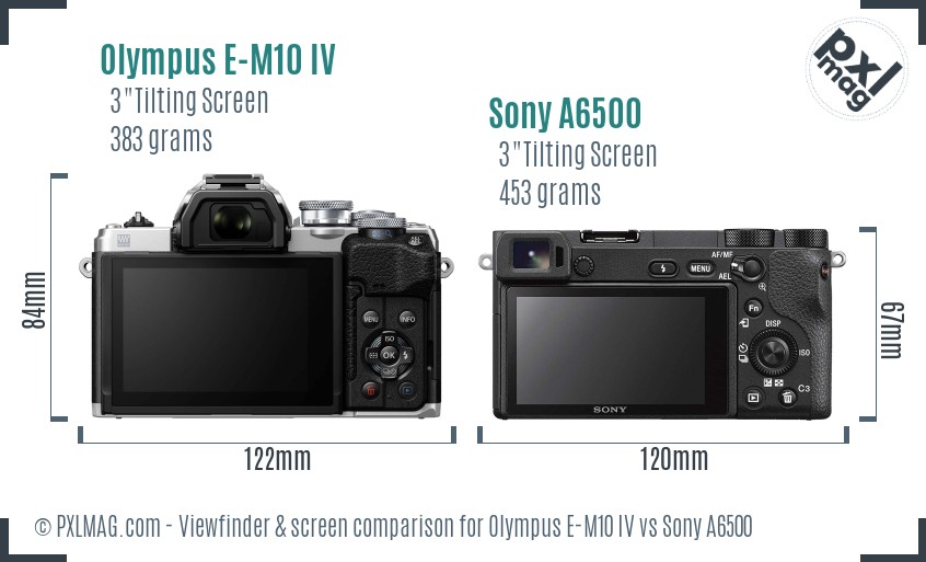 Olympus E-M10 IV vs Sony A6500 Screen and Viewfinder comparison