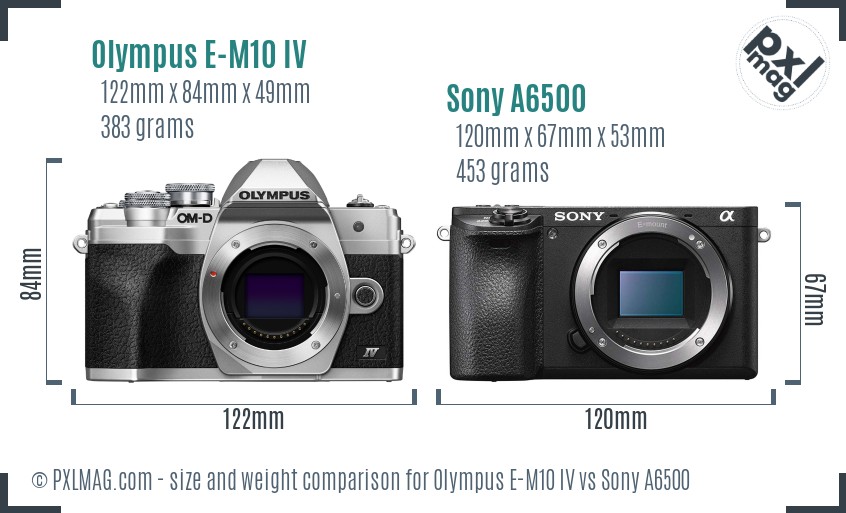 Olympus E-M10 IV vs Sony A6500 size comparison