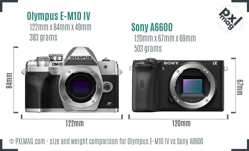 Olympus E-M10 IV vs Sony A6600 size comparison
