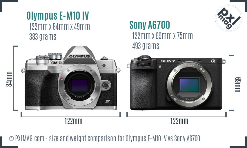 Olympus E-M10 IV vs Sony A6700 size comparison
