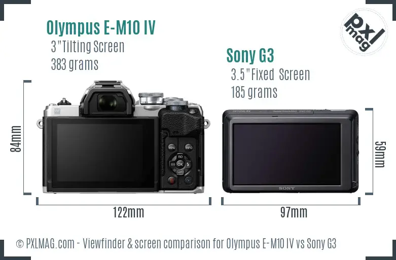 Olympus E-M10 IV vs Sony G3 Screen and Viewfinder comparison