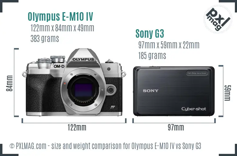 Olympus E-M10 IV vs Sony G3 size comparison
