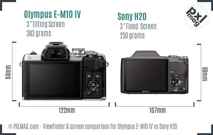 Olympus E-M10 IV vs Sony H20 Screen and Viewfinder comparison