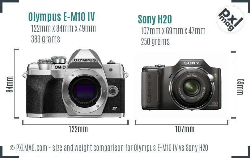 Olympus E-M10 IV vs Sony H20 size comparison