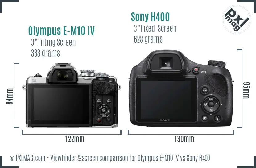 Olympus E-M10 IV vs Sony H400 Screen and Viewfinder comparison